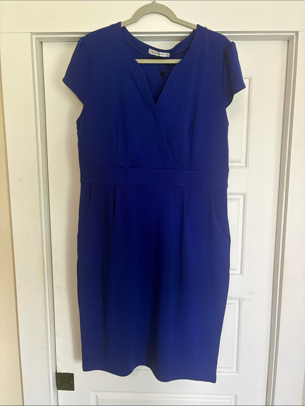 Cobalt blue CEASIKERY Cap Sleeve Sheath Dress